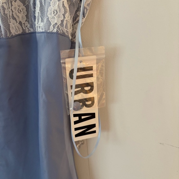 brand new! urban outfitters periwinkle & white lace bow silk satin slip dress🤍 - Picture 6 of 8